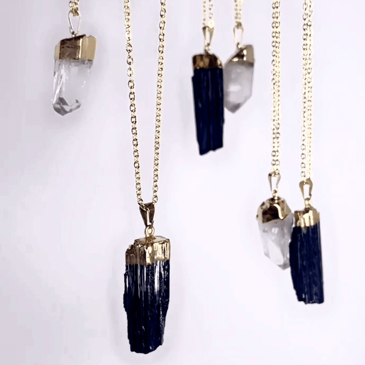 Gold-Dipped Black Tourmaline Necklace