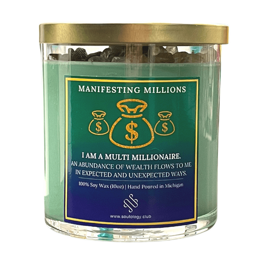 Manifesting Millions Crystal Candle